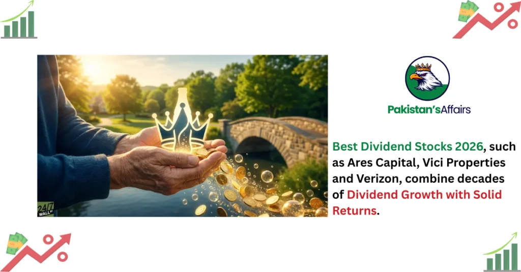 Best Dividend Stocks 2026, such as Ares Capital, Vici Properties and Verizon, combine decades of dividend growth with solid returns, offering stability.
